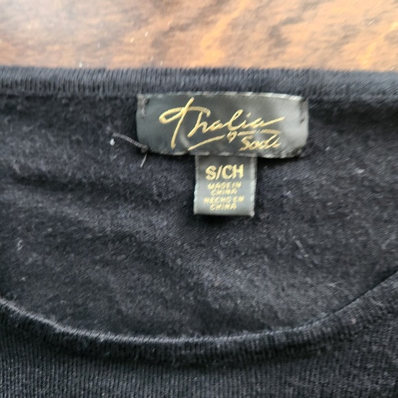 Y2K Thalia Sodi Peplum Top Vintage Goth Dark Fairy Lace Black Size S Metal Beads - Picture 3 of 7